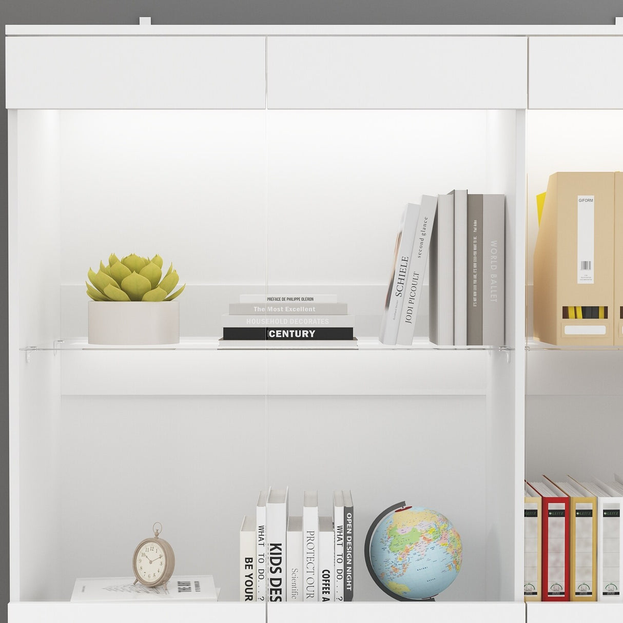 Modular Large display case,Bar Cabinet with glass doors,drawers,lights