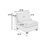 Modular Living Room Furniture Armless Chair Ash Chenille Fabric 1pc Cushion Armless Chair Couch Exposed Wooden base