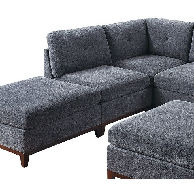 Modular Living Room Furniture Armless Chair Ash Chenille Fabric 1pc Cushion Armless Chair Couch Exposed Wooden base