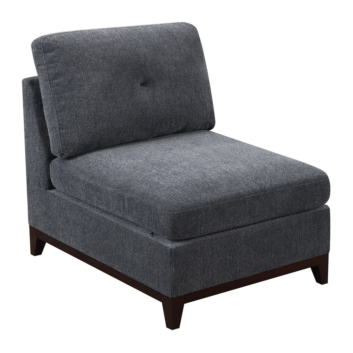 Modular Living Room Furniture Armless Chair Ash Chenille Fabric 1pc Cushion Armless Chair Couch Exposed Wooden base