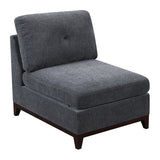 Modular Living Room Furniture Armless Chair Ash Chenille Fabric 1pc Cushion Armless Chair Couch Exposed Wooden base