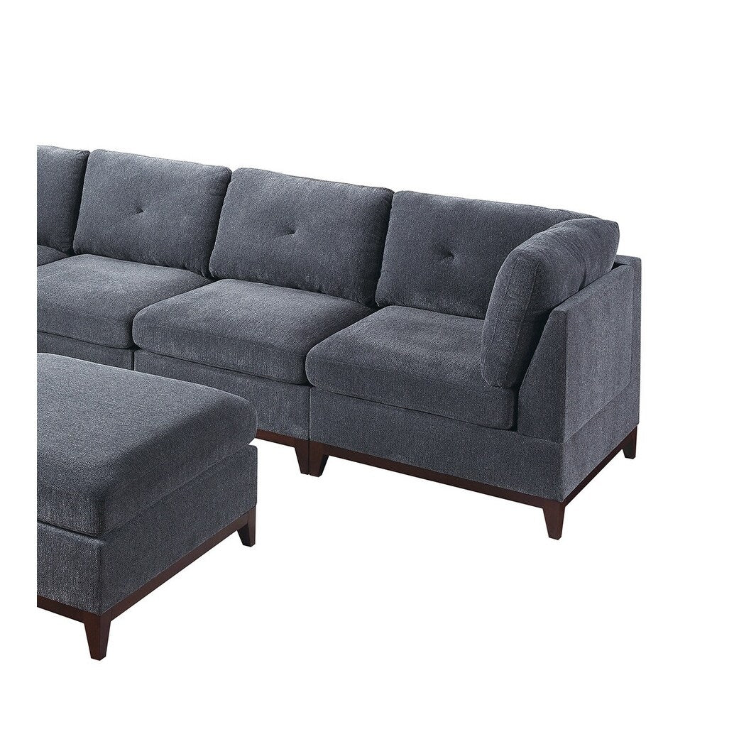 Modular Living Room Furniture Armless Chair Ash Chenille Fabric 1pc Cushion Armless Chair Couch Exposed Wooden base