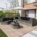 Modular Outdoor Couch Patio Furniture Set with Ottoman and Cushions and Small Trays
