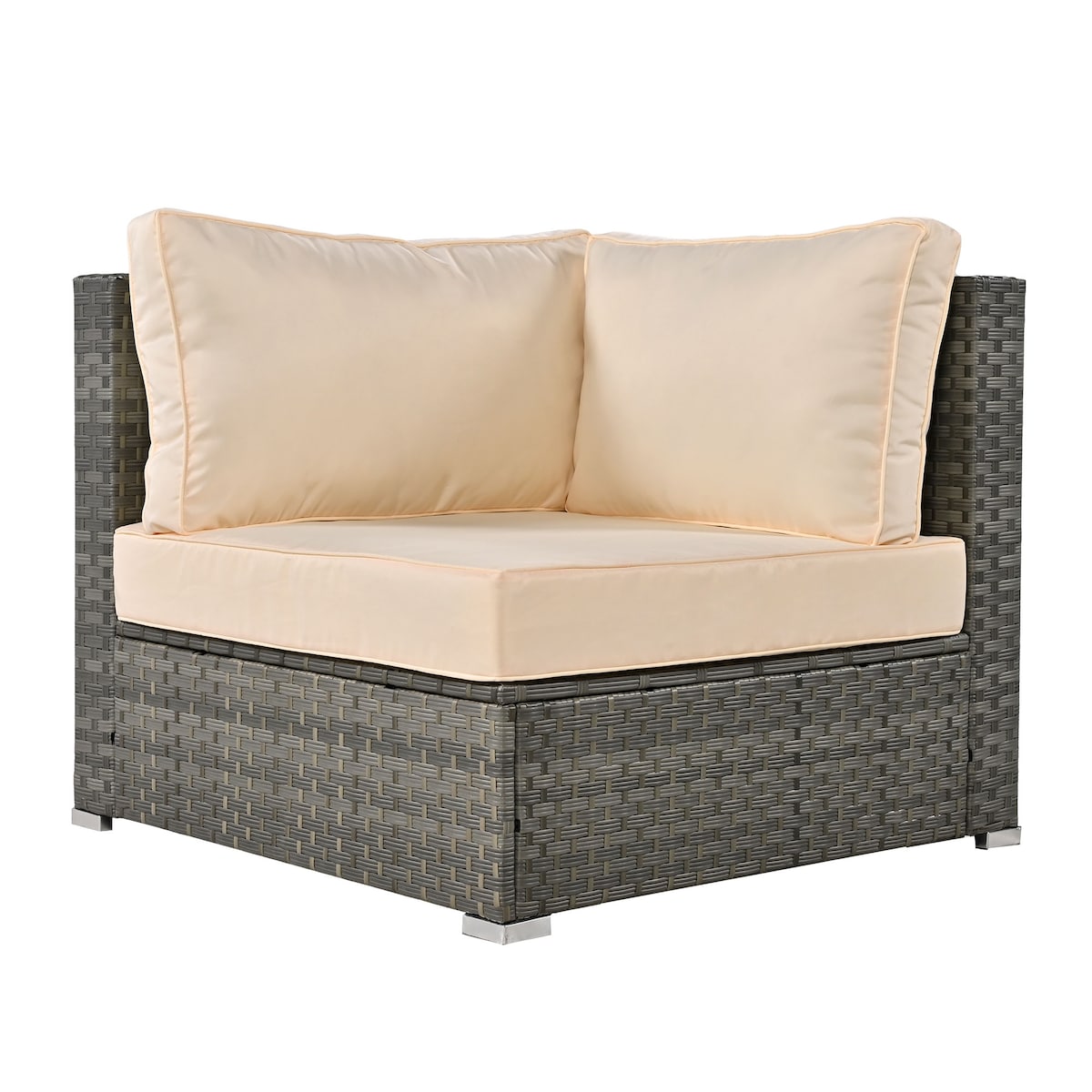 Modular Outdoor Couch Patio Furniture Set with Ottoman and Cushions and Small Trays