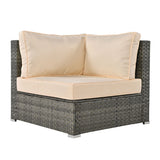Modular Outdoor Couch Patio Furniture Set with Ottoman and Cushions and Small Trays