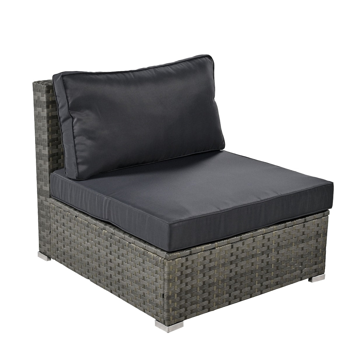 Modular Outdoor Couch Patio Furniture Set with Ottoman and Cushions and Small Trays