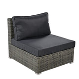 Modular Outdoor Couch Patio Furniture Set with Ottoman and Cushions and Small Trays