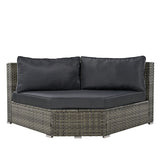 Modular Outdoor Couch Patio Furniture Set with Ottoman and Cushions and Small Trays