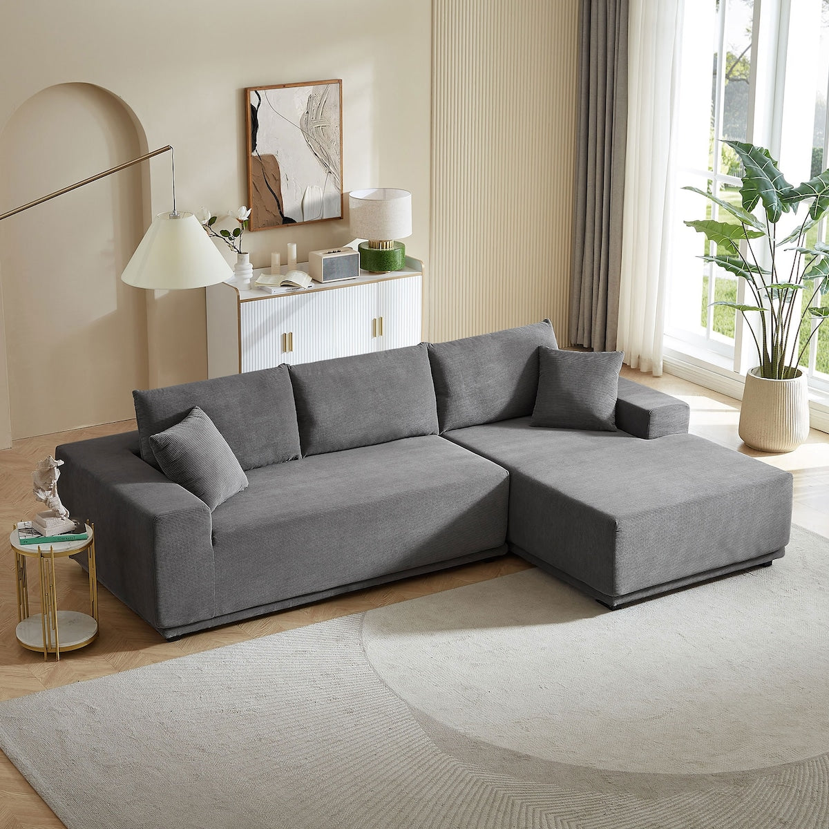Modular Sectional Living Room Sofa Set Upholstered Sleeper Sofa for Living Room, Bedroom, Salon, 2 PC Free Combination