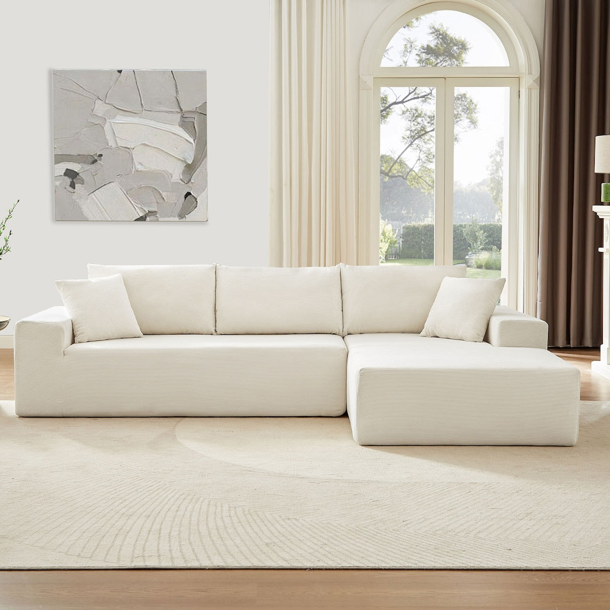 Modular Sectional Living Room Sofa Set Upholstered Sleeper Sofa for Living Room, Bedroom, Salon, 2 PC Free Combination