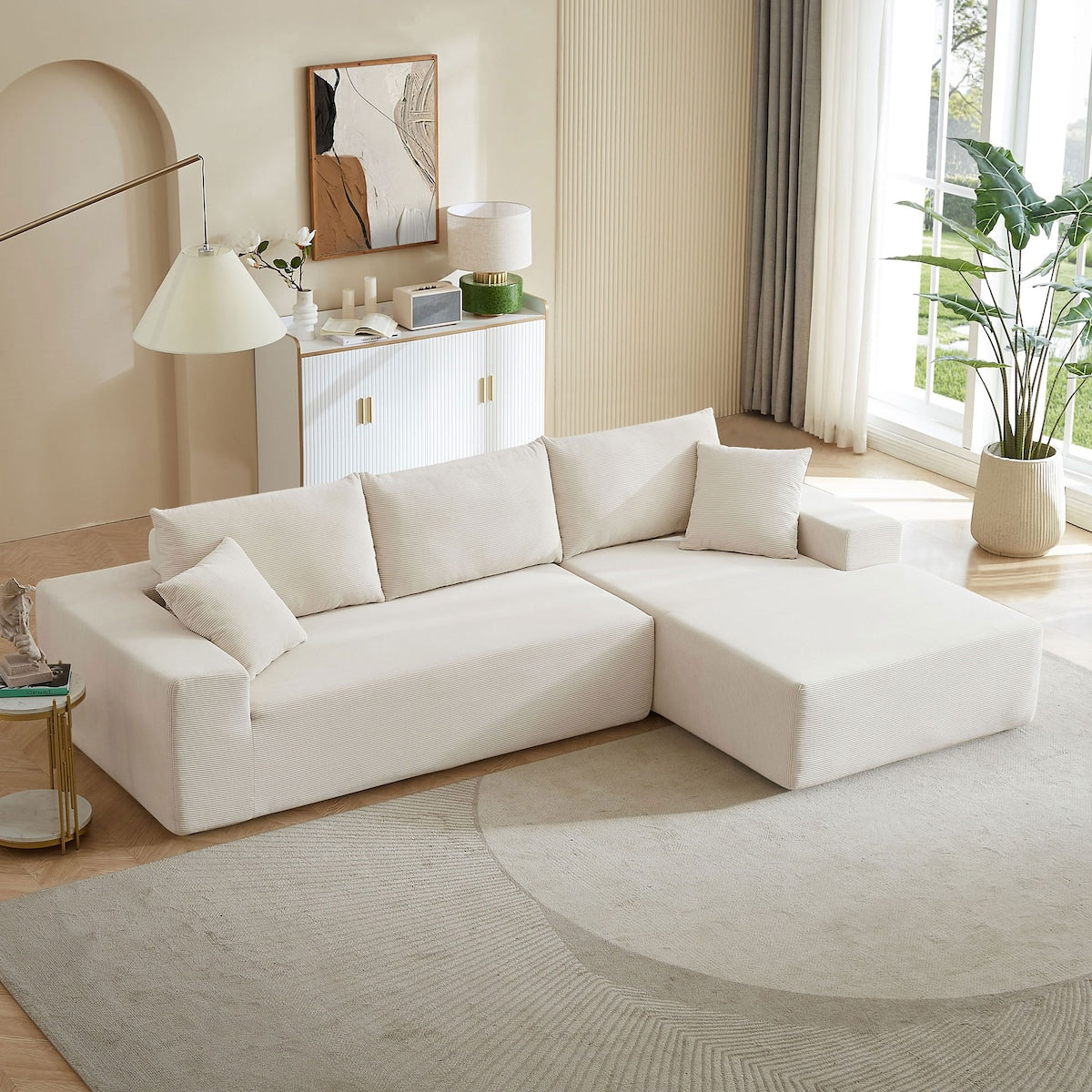 Modular Sectional Living Room Sofa Set Upholstered Sleeper Sofa for Living Room, Bedroom, Salon, 2 PC Free Combination