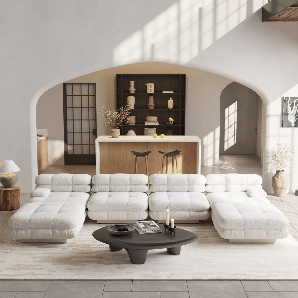 Modular Sectional Sofa Couch,146.44 inch U Shape Sofa Couch,Oversized 4 Seater Couch with 2 Ottomans