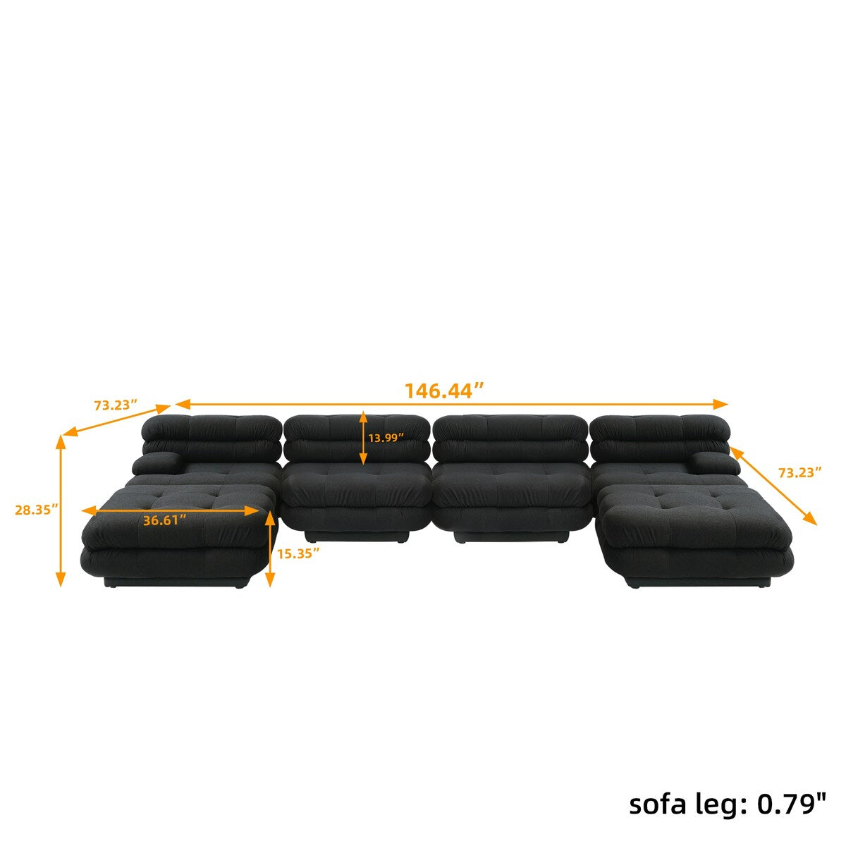 Modular Sectional Sofa Couch,146.44 inch U Shape Sofa Couch,Oversized 4 Seater Couch with 2 Ottomans