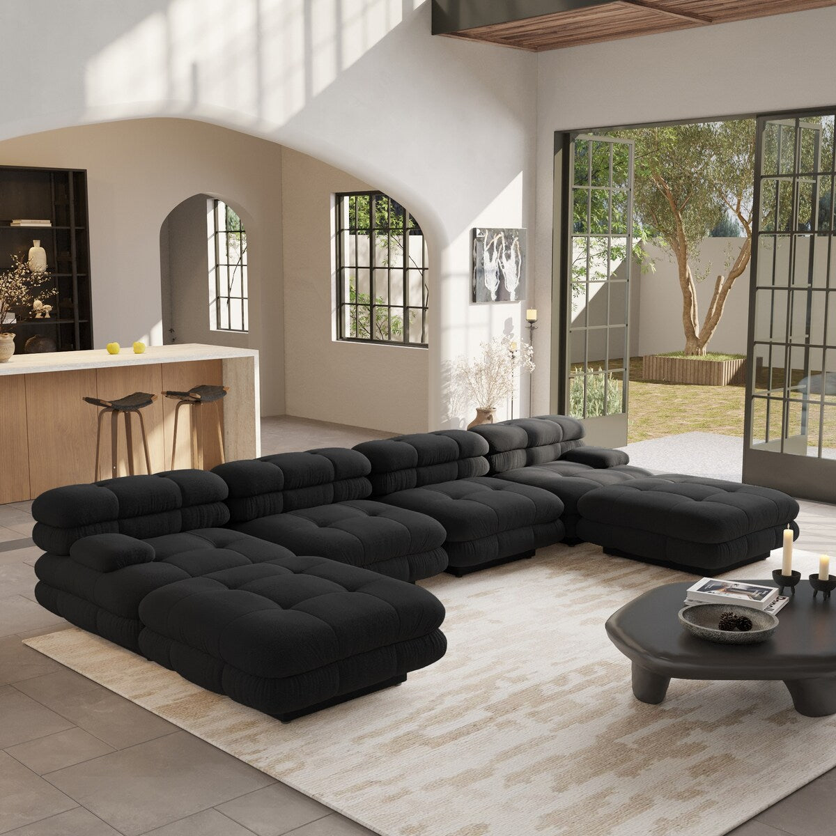 Modular Sectional Sofa Couch,146.44 inch U Shape Sofa Couch,Oversized 4 Seater Couch with 2 Ottomans