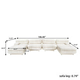 Modular Sectional Sofa Couch,146.44 inch U Shape Sofa Couch,Oversized 4 Seater Couch with 2 Ottomans