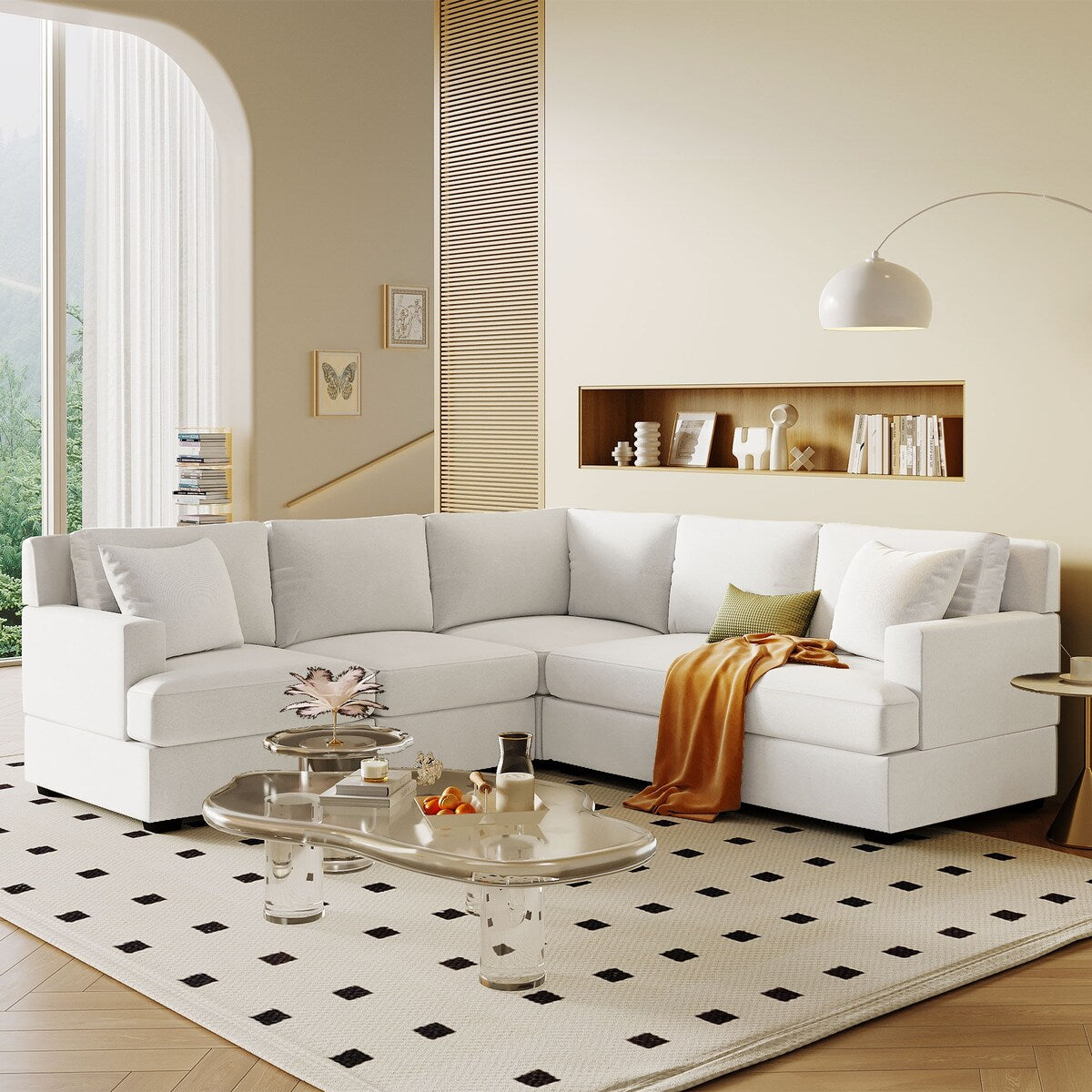 Modular Sectional Sofa L-Shaped with Tossing Cushions