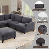 Modular Sofa, Sectional Couch U Shaped Sofa Couch with Ottoman, 6 Seat Chenille Corner Sofa for Living Room