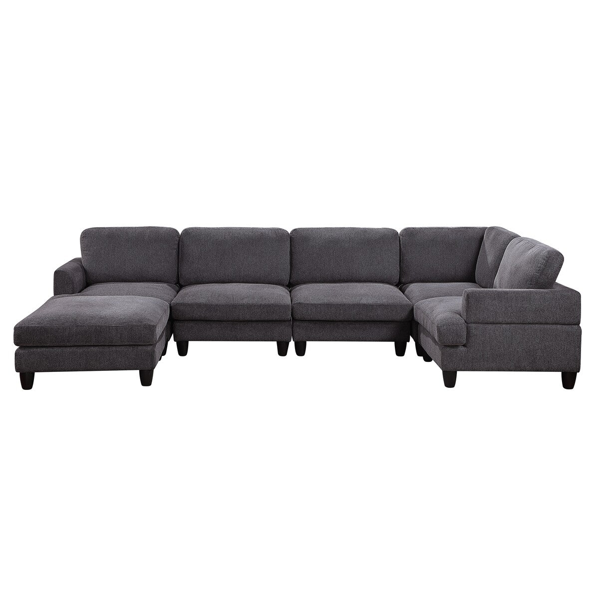 Modular Sofa, Sectional Couch U Shaped Sofa Couch with Ottoman, 6 Seat Chenille Corner Sofa for Living Room