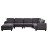 Modular Sofa, Sectional Couch U Shaped Sofa Couch with Ottoman, 6 Seat Chenille Corner Sofa for Living Room