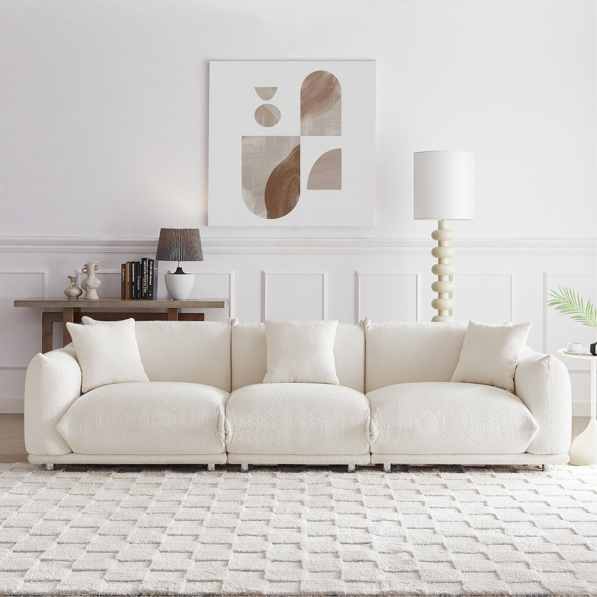 Modular Version Design 4 Seater Sofa Couch With Metal Legs And Solid Wood Frame And 3 Pillows
