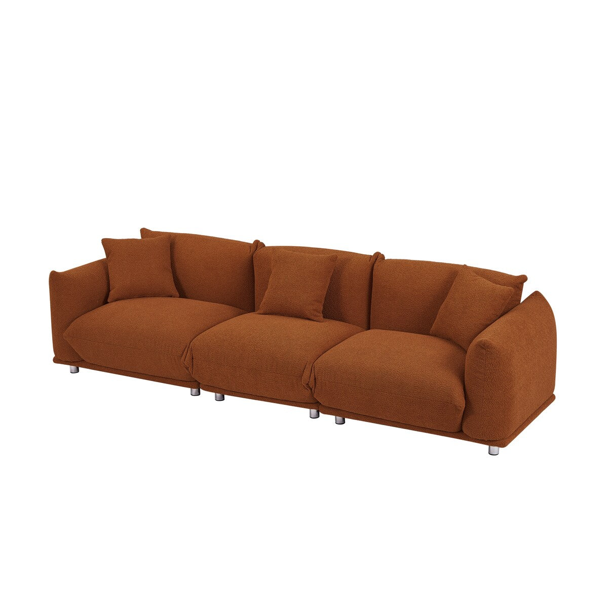 Modular Version Design 4 Seater Sofa Couch With Metal Legs And Solid Wood Frame And 3 Pillows