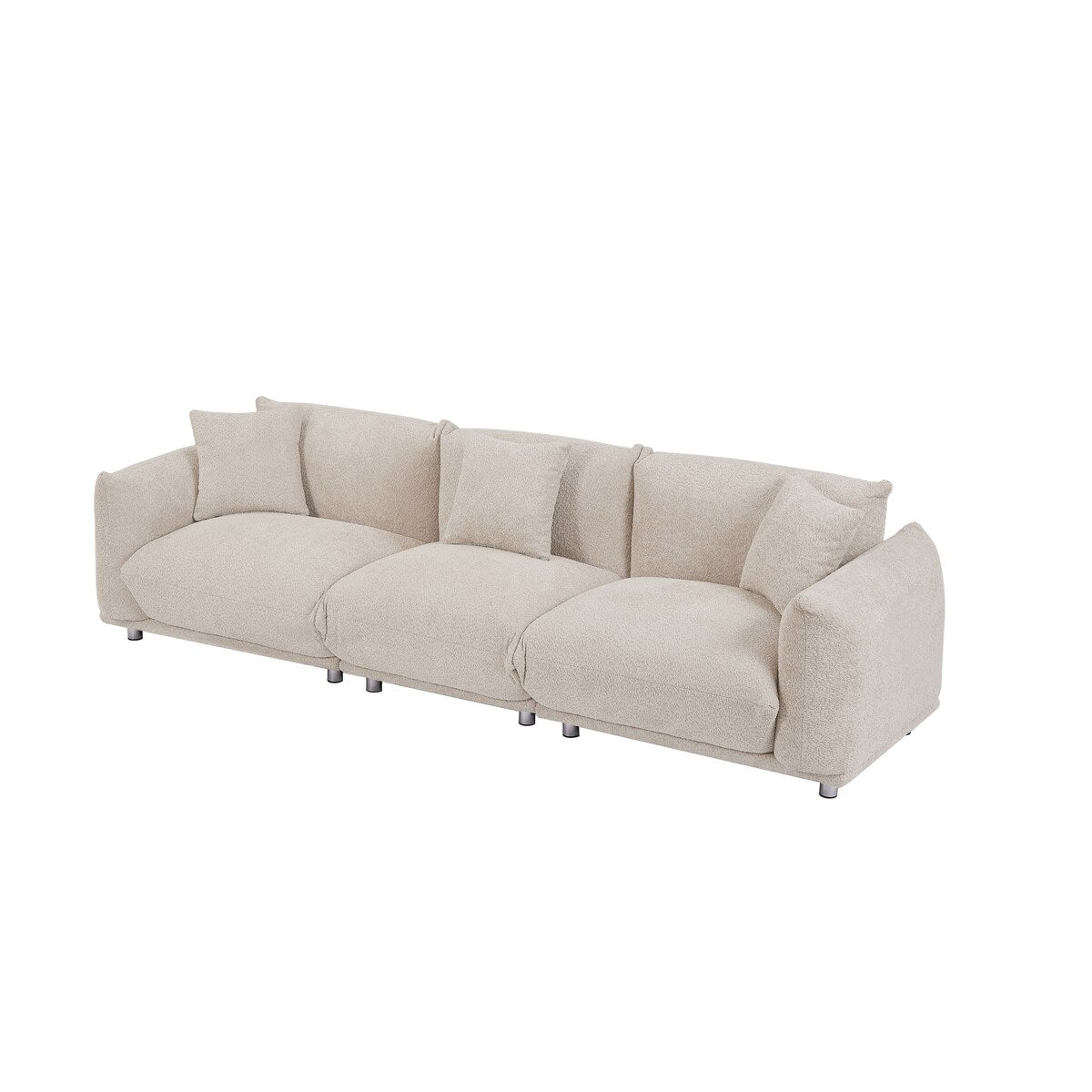 Modular Version Design 4 Seater Sofa Couch With Metal Legs And Solid Wood Frame And 3 Pillows