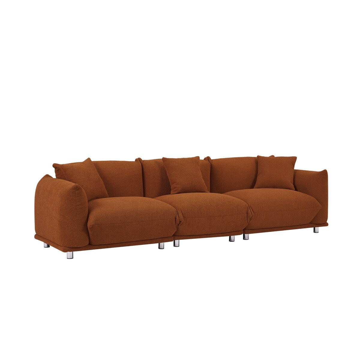 Modular Version Design 4 Seater Sofa Couch With Metal Legs And Solid Wood Frame And 3 Pillows