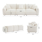 Modular Version Design 4 Seater Sofa Couch With Metal Legs And Solid Wood Frame And 3 Pillows