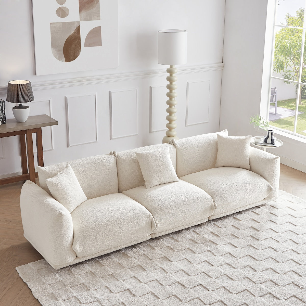 Modular Version Design 4 Seater Sofa Couch With Metal Legs And Solid Wood Frame And 3 Pillows