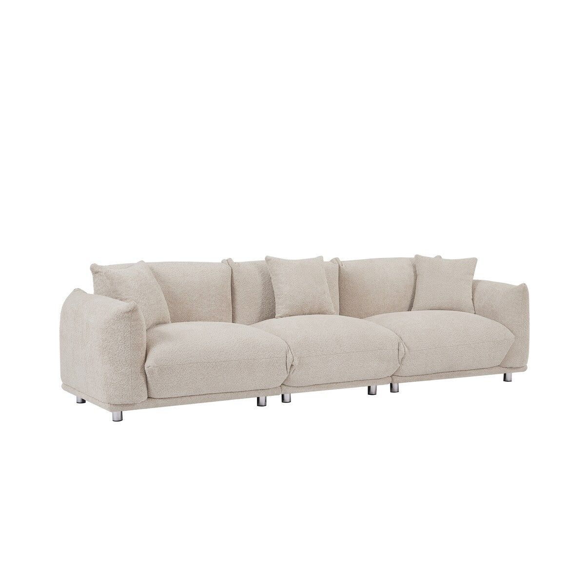 Modular Version Design 4 Seater Sofa Couch With Metal Legs And Solid Wood Frame And 3 Pillows