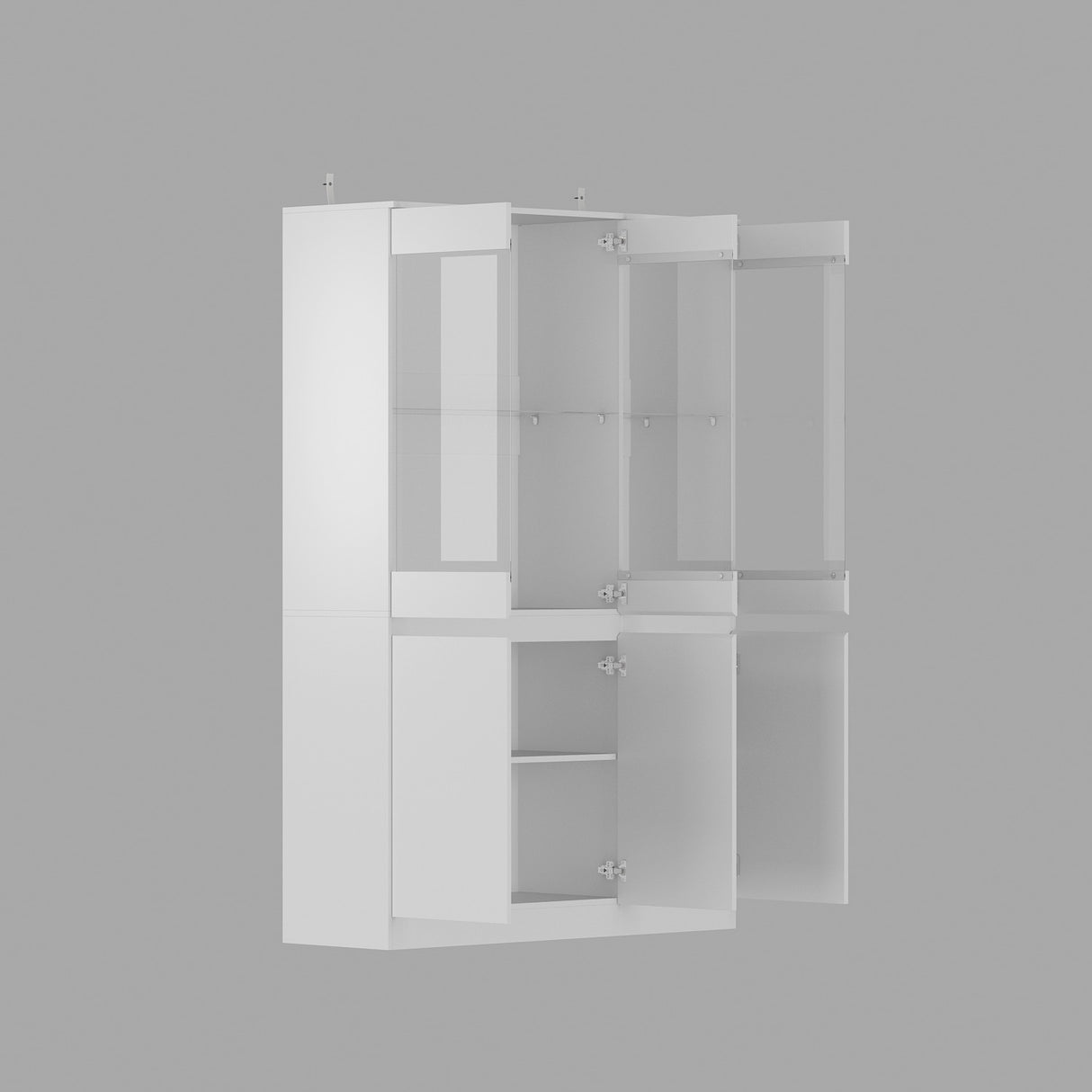 Modular glass display cabinets, storage Cabinets with 3-colors lights