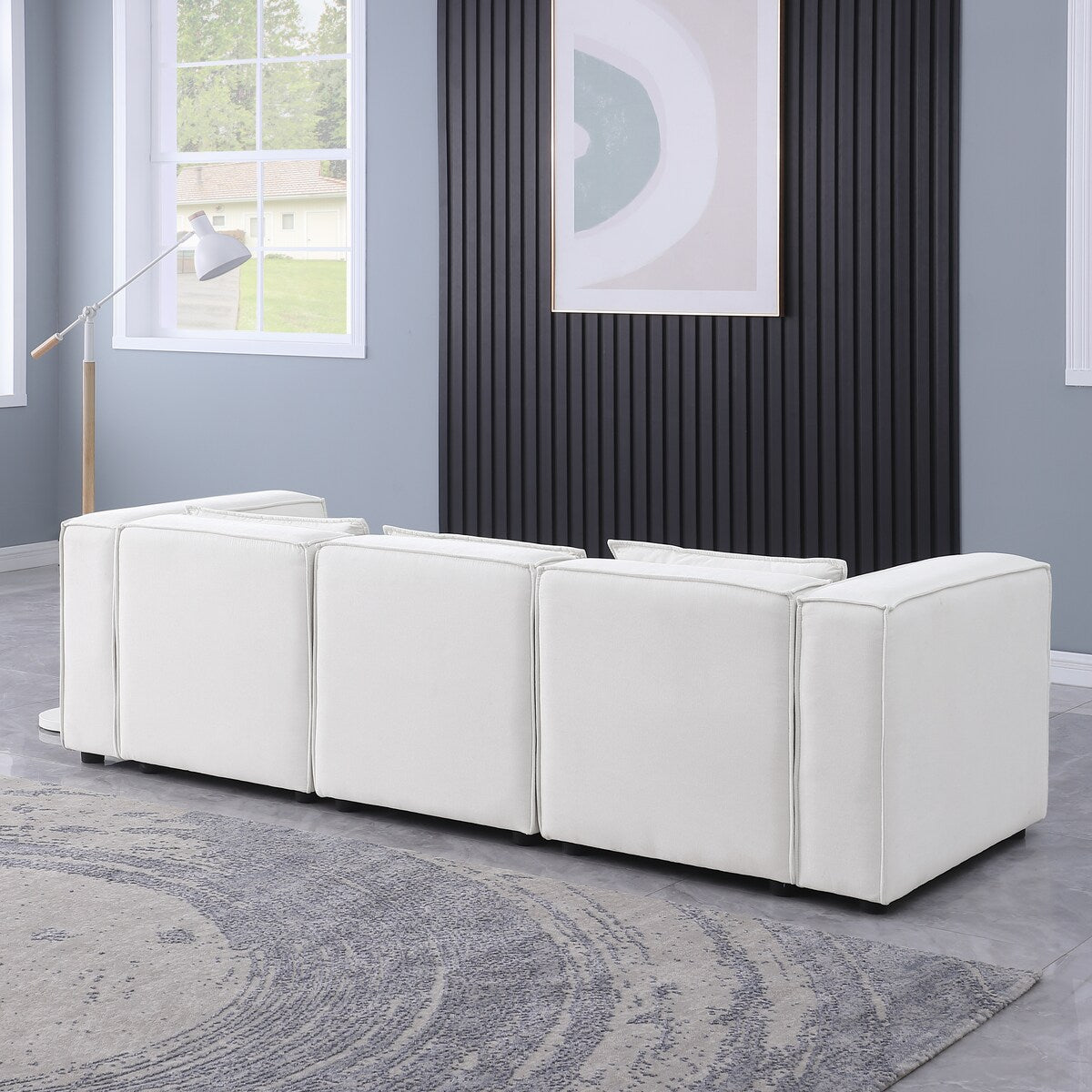 Modular sofa chenille fabric, simple and grand, the seat and back is very soft. this is also a KNOCK DOWN sofa