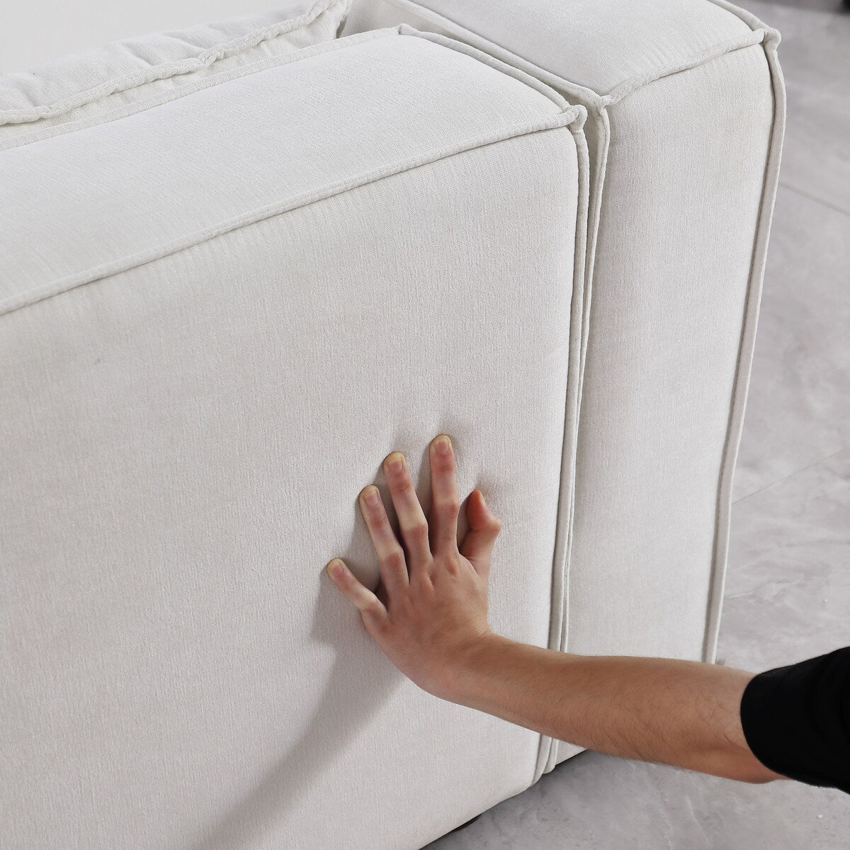 Modular sofa chenille fabric, simple and grand, the seat and back is very soft. this is also a KNOCK DOWN sofa