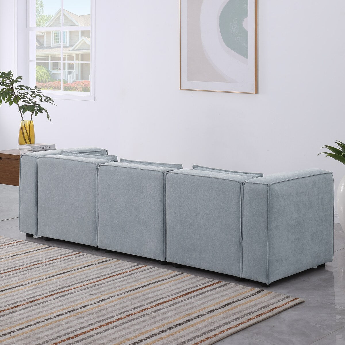 Modular sofa chenille fabric, simple and grand, the seat and back is very soft. this is also a KNOCK DOWN sofa