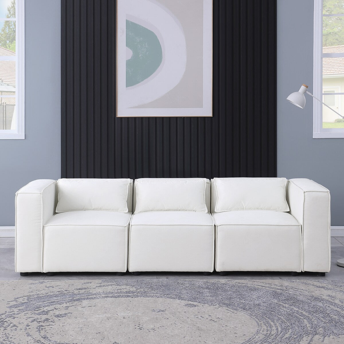 Modular sofa chenille fabric, simple and grand, the seat and back is very soft. this is also a KNOCK DOWN sofa