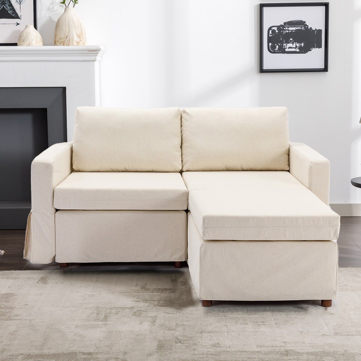 Module Sectional Sofa Couch With 1 Ottoman,Cushion Removable and Washa