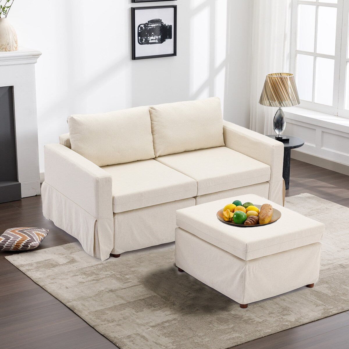Module Sectional Sofa Couch With 1 Ottoman,Cushion Removable and Washable