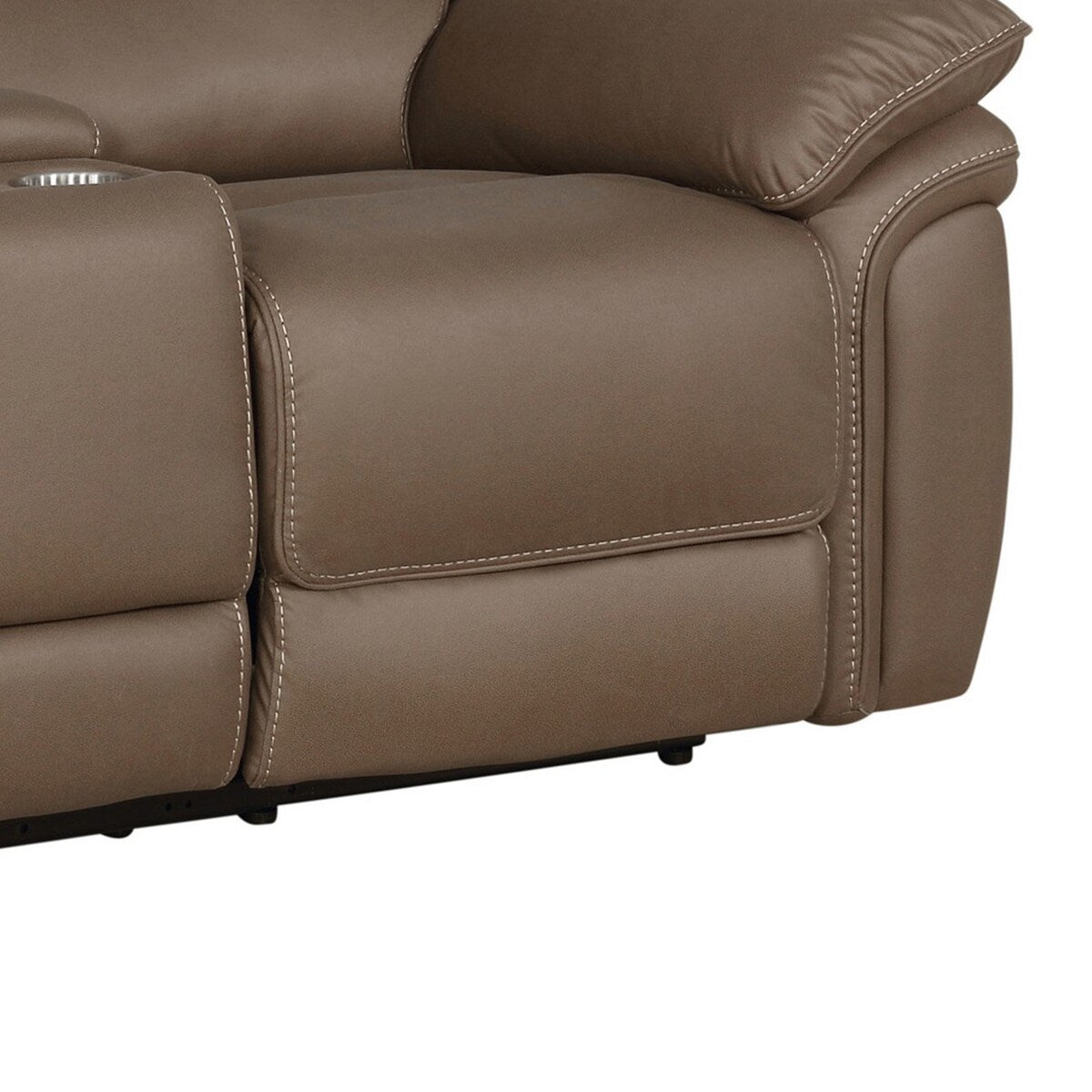 Moe 72 Inch Manual Recliner Loveseat, Cupholders, Mocha Brown Microfiber