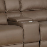 Moe 72 Inch Manual Recliner Loveseat, Cupholders, Mocha Brown Microfiber