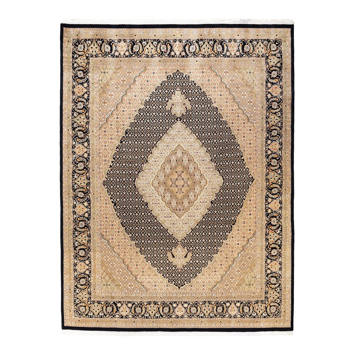 Overton Hand Knotted Wool Vintage Inspired Traditional Mogul Black Area Rug - 8 x 10