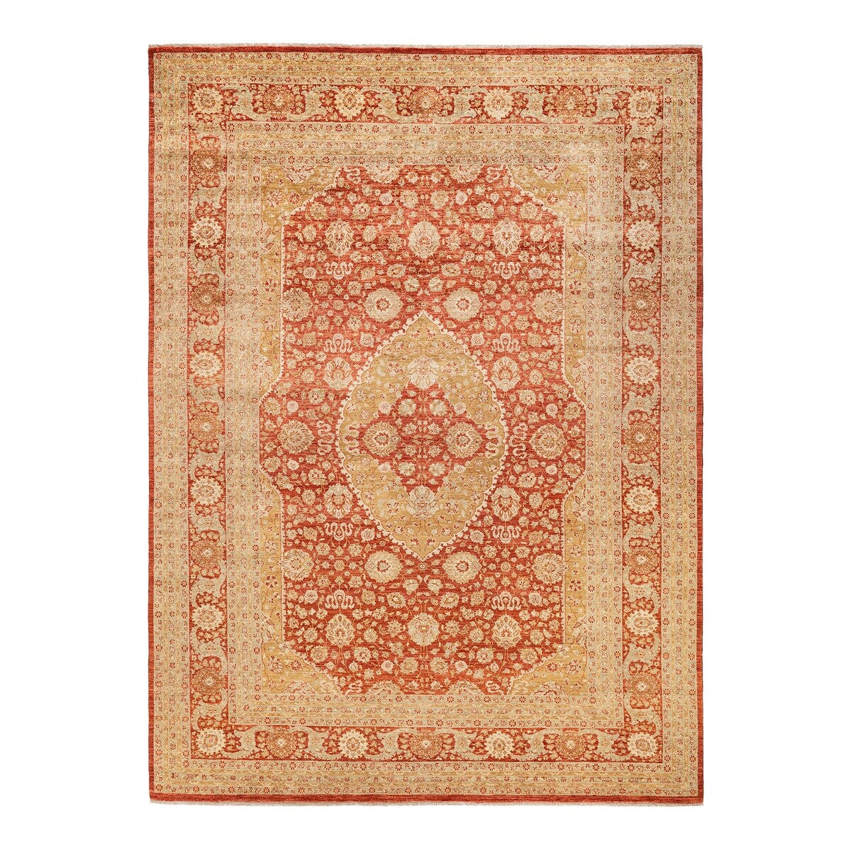 Overton Hand Knotted Wool Vintage Inspired Traditional Mogul Orange Area Rug - 8 x 10