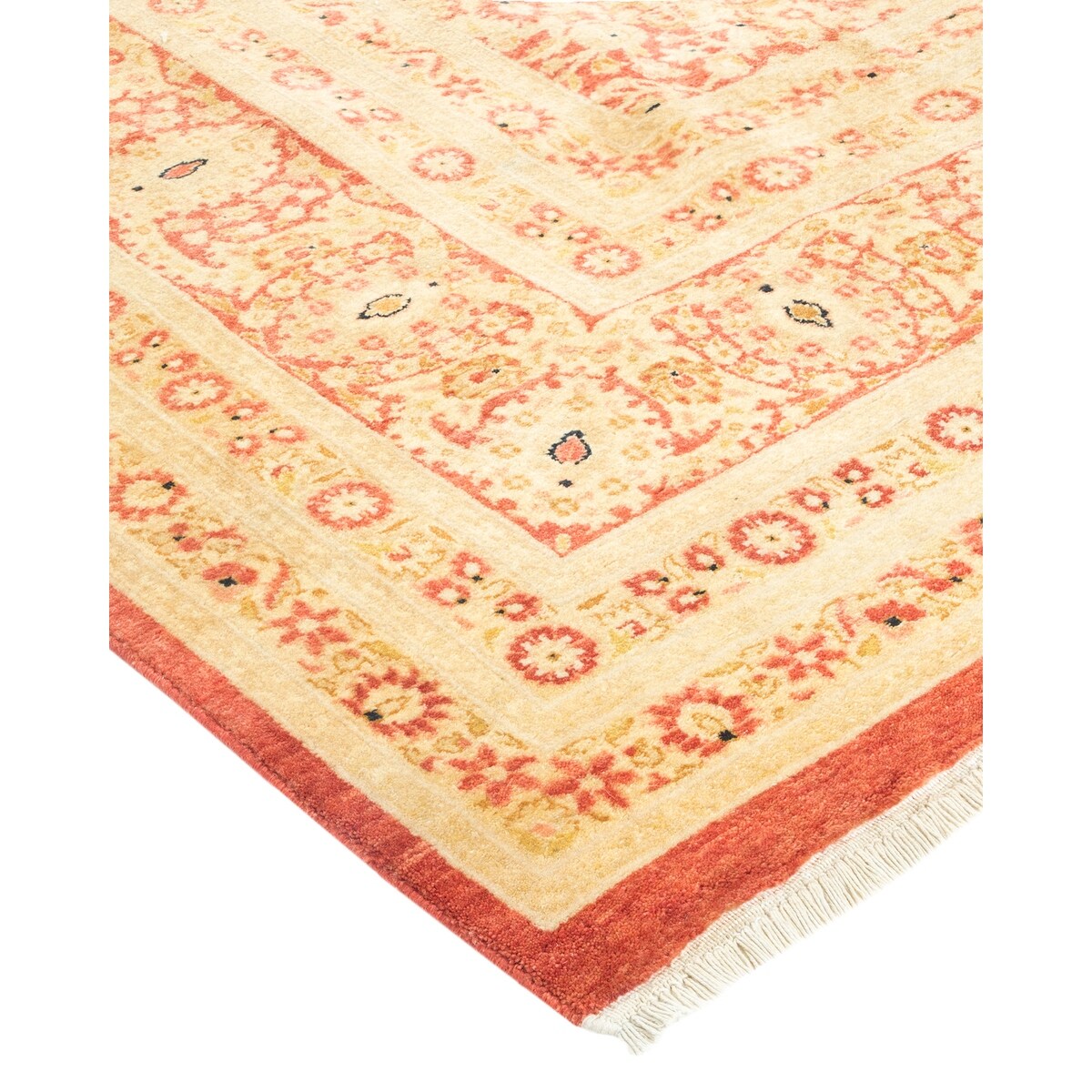 Overton Hand Knotted Wool Vintage Inspired Traditional Mogul Orange Area Rug - 6' 3" x 9' 7"