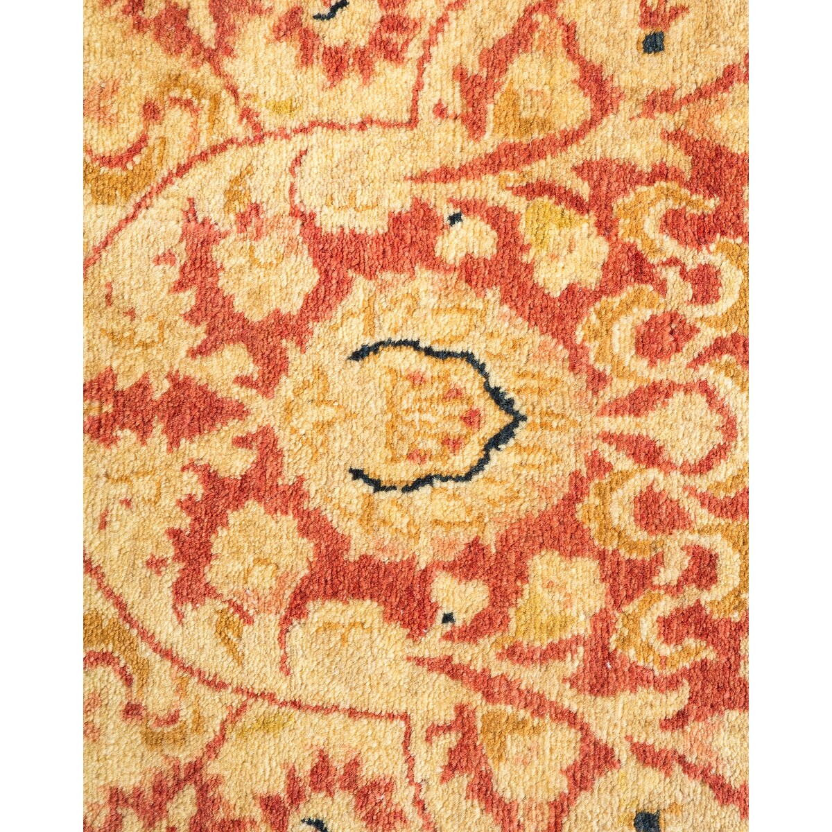 Overton Hand Knotted Wool Vintage Inspired Traditional Mogul Orange Area Rug - 6' 3" x 9' 7"
