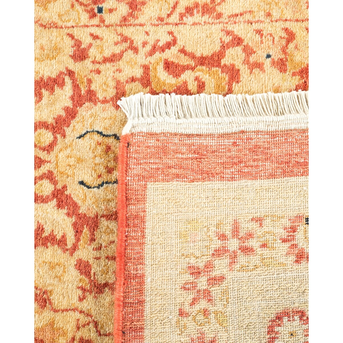 Overton Hand Knotted Wool Vintage Inspired Traditional Mogul Orange Area Rug - 6' 3" x 9' 7"