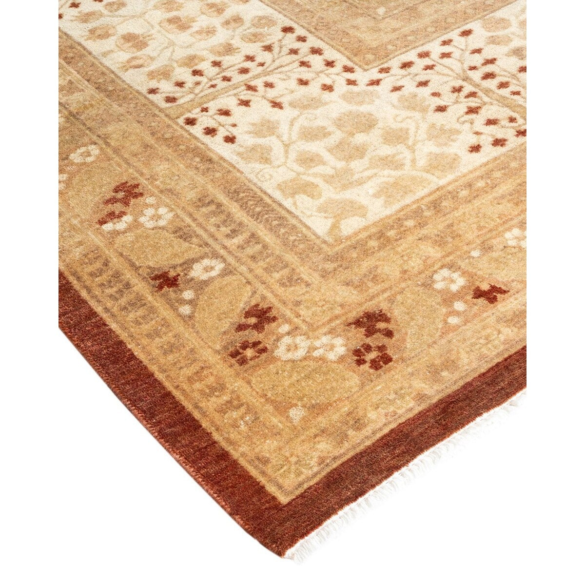 Overton Hand Knotted Wool Vintage Inspired Traditional Mogul Brown Area Rug - 8' 3" x 10' 4"