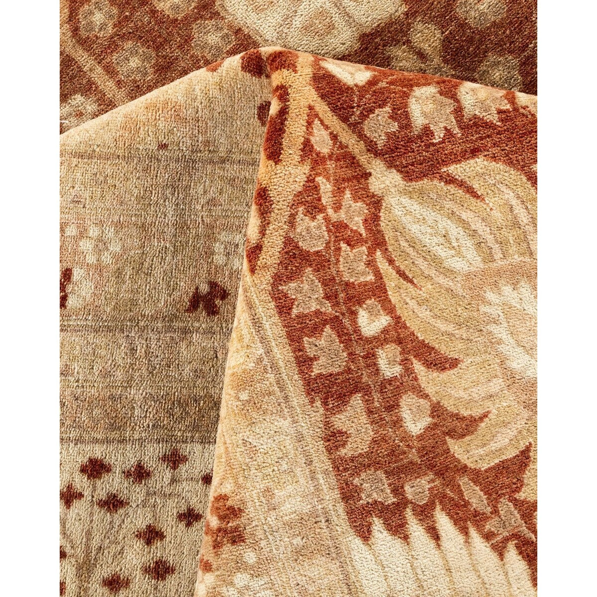 Overton Hand Knotted Wool Vintage Inspired Traditional Mogul Brown Area Rug - 8' 3" x 10' 4"