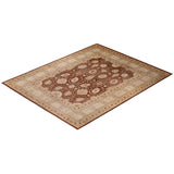 Overton Hand Knotted Wool Vintage Inspired Traditional Mogul Brown Area Rug - 8' 3" x 10' 4"
