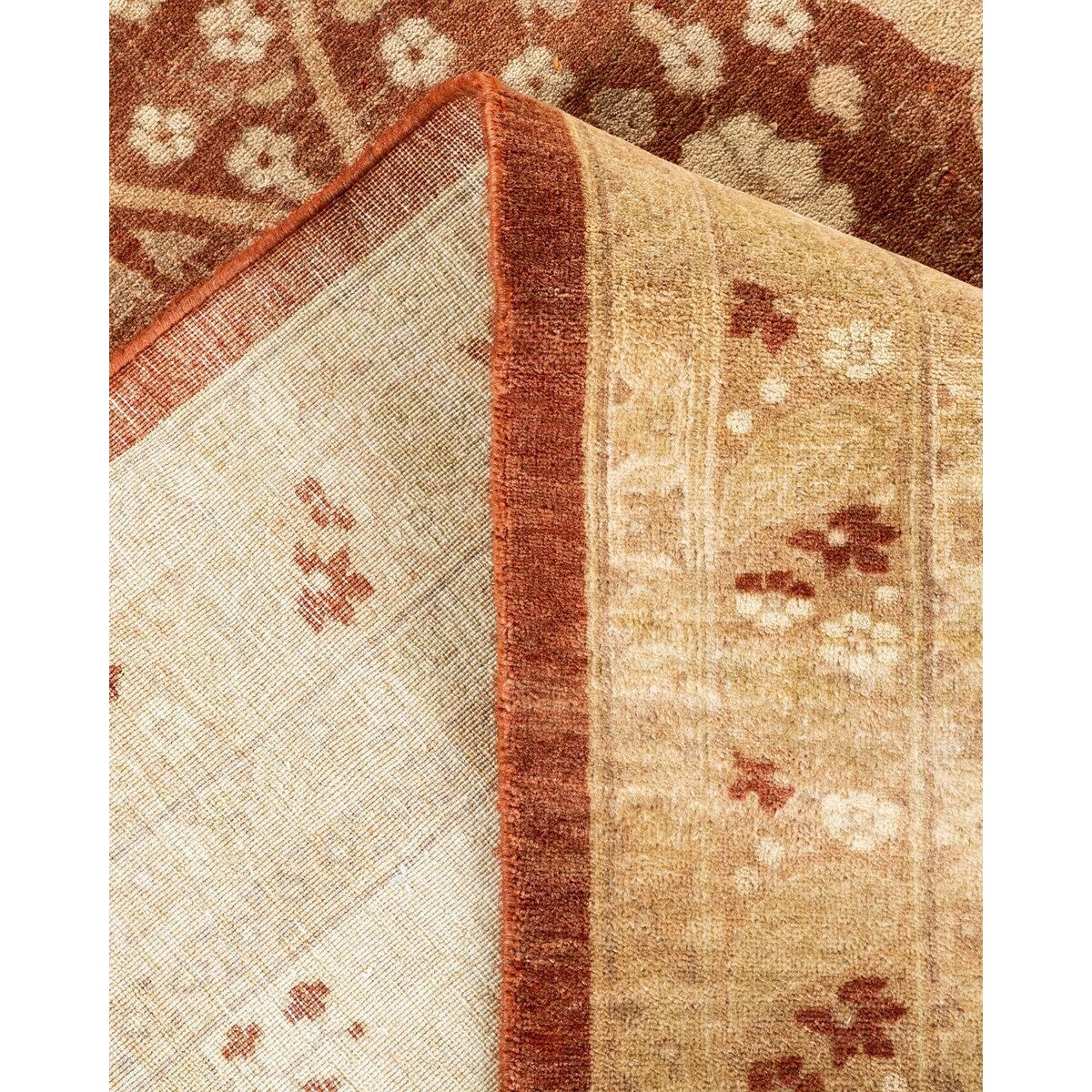 Overton Hand Knotted Wool Vintage Inspired Traditional Mogul Brown Area Rug - 8' 3" x 10' 4"