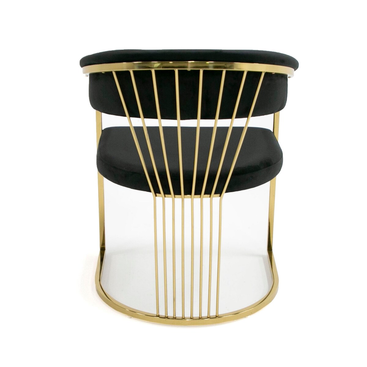 Moha 24 Inch Dining Chair, Round Cantilever Base, Black Velvet, Gold Finish