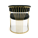 Moha 24 Inch Dining Chair, Round Cantilever Base, Black Velvet, Gold Finish